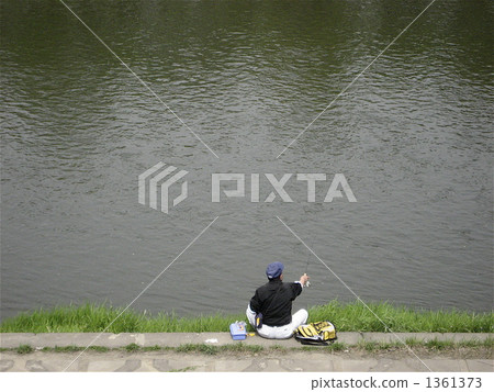 Fisherman at the cow Shaitekawa River Fisherman at the cow Shaitekawa River 1361373