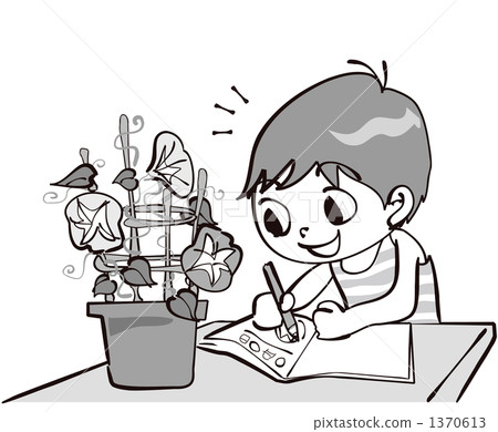 小學生穿著牽牛花觀察日記 1370613