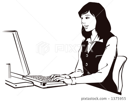 office lady, operating a computer, pc input 1375955