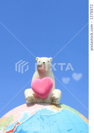 Blue sky and white bear and heart 01 vertical 1378972