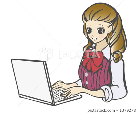 A woman who plays a personal computer 1379278