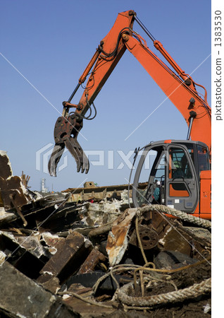 Demolition construction site by heavy equipment 1383530