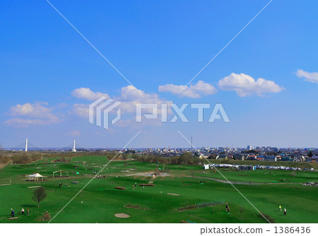 The green of Tokachi River and the landscape of the city 1386436