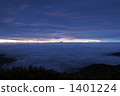 從南部的高山蝴蝶山別墅看見的雲彩海在秋天黎明 1401224