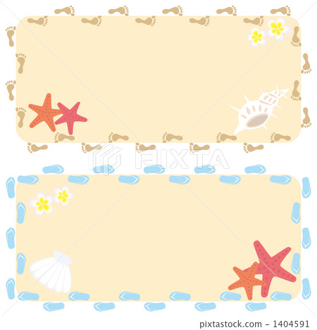 Sandy beach frame - Stock Illustration [1404591] - PIXTA
