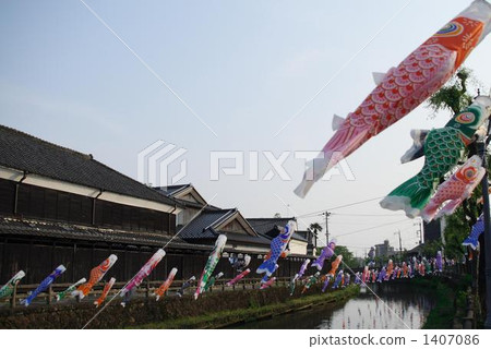 Carp streamers in the town of Kura 1407086