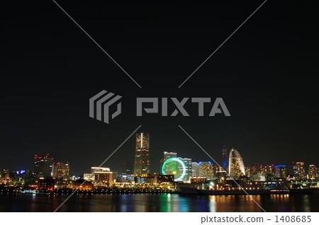 神奈川縣、橫濱市、港未來的夜景 神奈川縣、橫濱市、港未來的夜景 1408685
