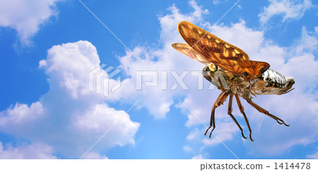 Semi clouds flying in the sky are synthesized 1414478