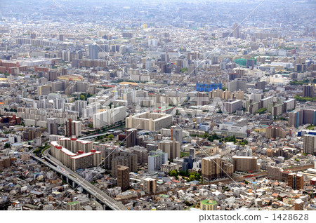 Aerial view from overhead asahi ku in Osaka city 1428628