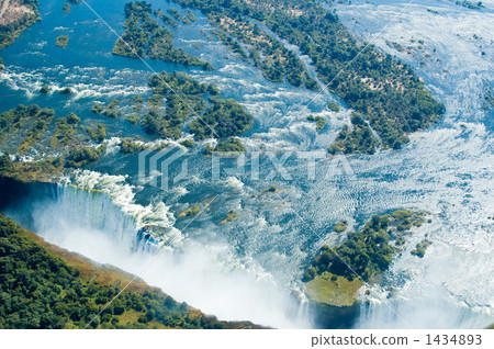 Victoria Falls to be seen from a helicopter Victoria Falls to be seen from a helicopter 1434893