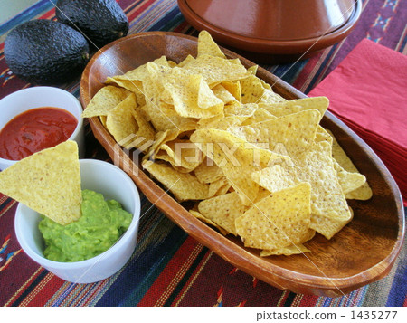 玉米片和莎莎醬和鱷梨醬 玉米片和莎莎醬和鱷梨醬 1435277