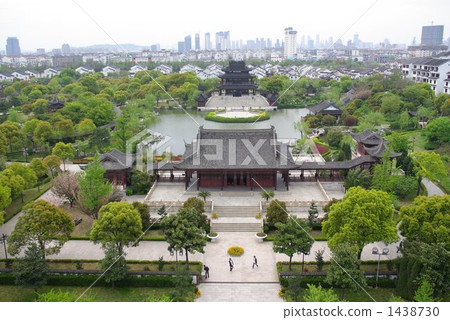 Bird's eye view of Board Gate in Suzhou City, China (looking out from Suzhou city) 1438730