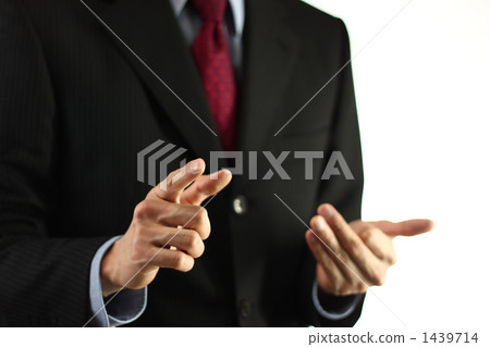 A businessman explaining with hand gestures A businessman explaining with hand gestures 1439714