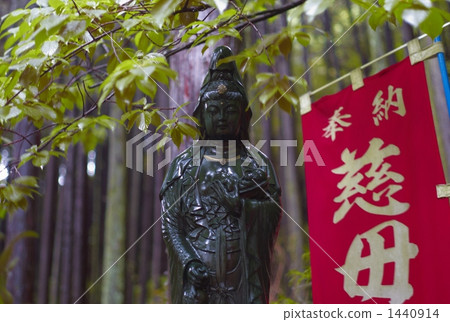 菩薩雕像在雨中 1440914