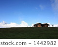 blue sky, mountain hut, landscape 1442982