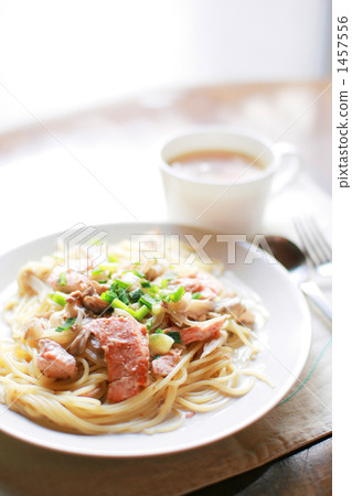Salmon and mushrooms cream pasta 1457556