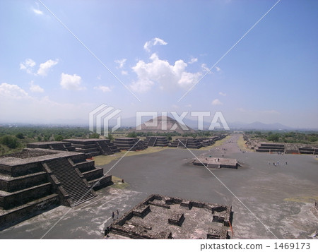 The pyramid of the sun seen from the Moon pyramid of Teotihuacan 1469173