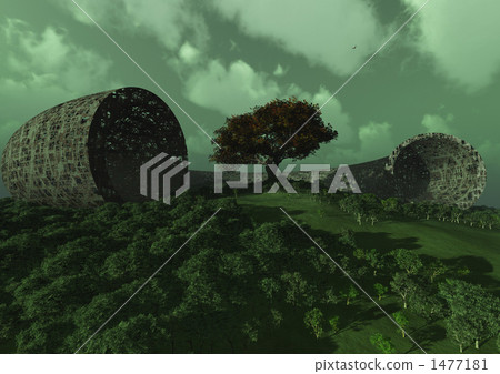 Tubular ruins and big trees Tubular ruins and big trees 1477181