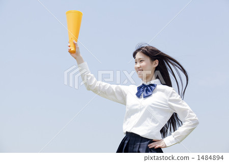 有擴音機的學校女孩 1484894
