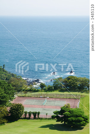 tennis court, surface of the sea, blue water 1485110