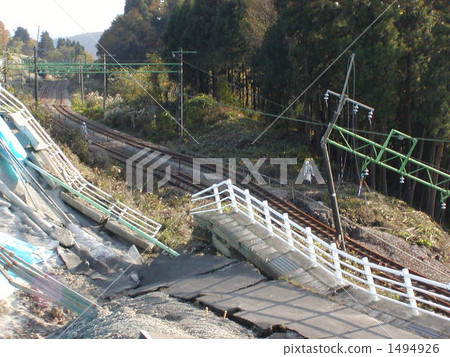 新潟縣Chuetsu地震的傷痕 新潟縣Chuetsu地震的傷痕 1494926