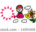 A girl flying over the midsummer sky with Kabuto insects 1495408