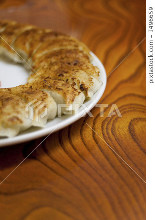 flour, japanese pan-fried dumplings, slightly burned 1496659