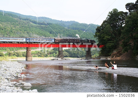 Waving hands at Kawahara Parents and Children Oigawa Railway Waving hands at Kawahara Parents and Children Oigawa Railway 1502036