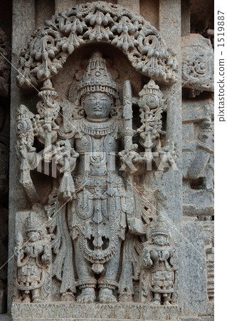 在Somnatopur Keshwa寺廟牆壁上的雕塑 1519887