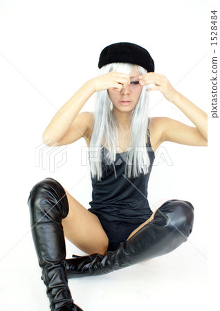 Portrait model photo studio sitting pose 1528484