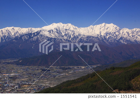 從Takaru山天文台視圖春天的北阿爾卑斯山視圖 1551541