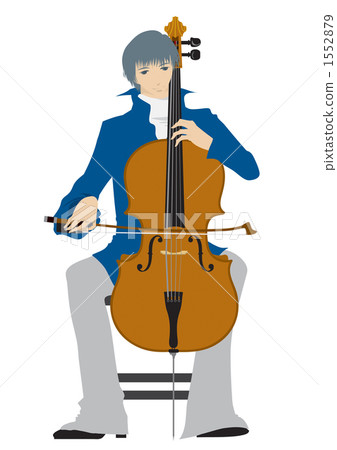 Male cellist with blue clothes 1552879