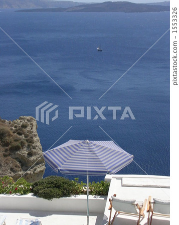 The Aegean Sea from the hotel built in Caldera The Aegean Sea from the hotel built in Caldera 1553326