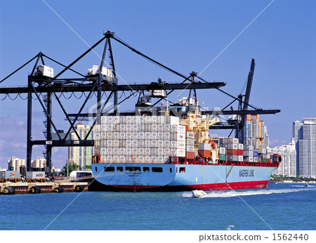 在邁阿密港的集裝箱船 1562440