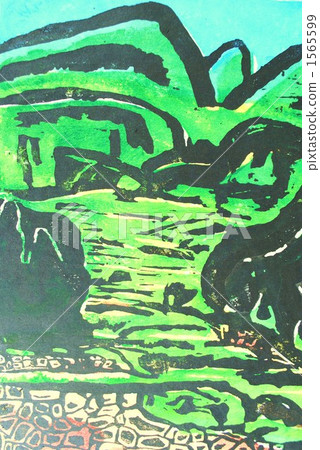 terraced rice-fields, mountain, green 1565599