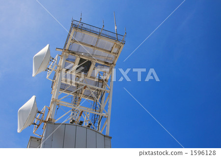 White antenna in blue sky White antenna in blue sky 1596128