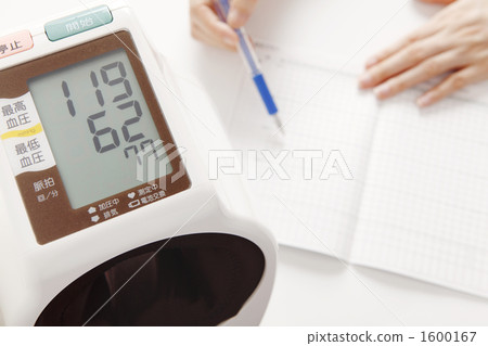 Women's hands to lecture with blood pressure monitor 1600167