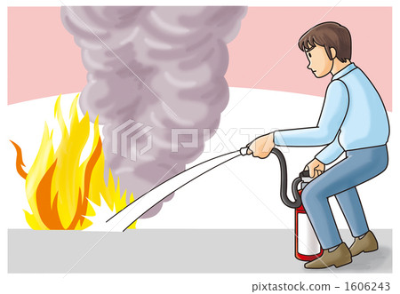 Procedure for using fire extinguisher (fire extinguished from 4 fire) Procedure for using fire extinguisher (fire extinguished from 4 fire) 1606243