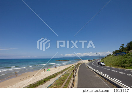 Shimane no ocean Japan sea in summer, beach and road Shimane no ocean Japan sea in summer, beach and road 1615517