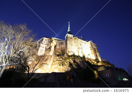 mont st michel, night scape, night scene 1616975