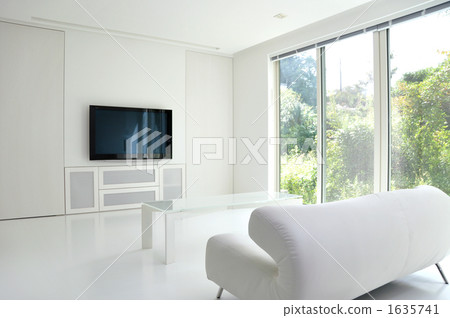 Simple modern living room with pure white 1635741