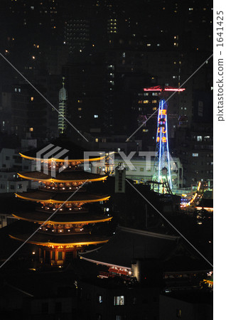 five-storied pagoda, night scape, night scene 1641425