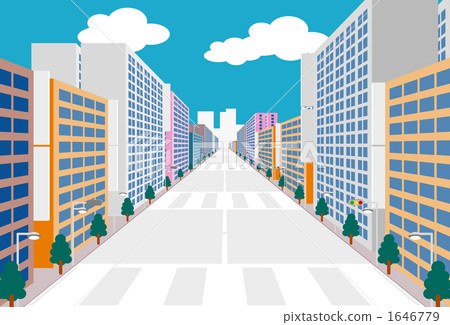 business district, built-up area, city - Stock Illustration [1646779 ...