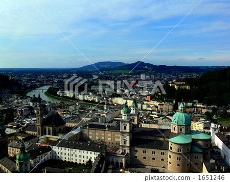 薩爾茨堡的街道從Hohensalzburg堡壘看見 1651246