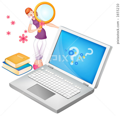 person, computer, magnifier - Stock Illustration [1655210] - PIXTA