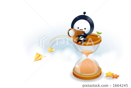 沙漏 卡通人物 紙飛機 1664245