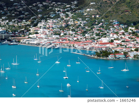 Caribbean resort view of the town and harbor of Saint Thomas 1665246