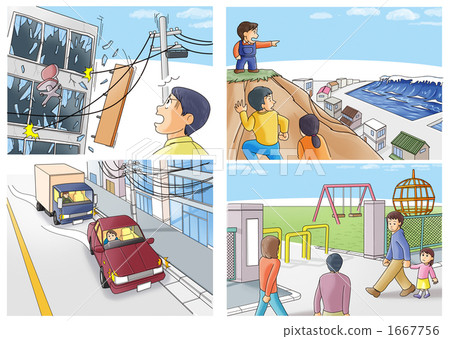 Stock Illustration: disaster, earthquake, disaster prevention