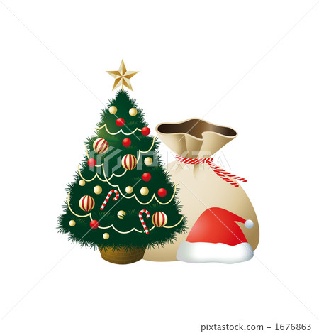 聖誕樹和聖誕老人蓋帽的例證 1676863