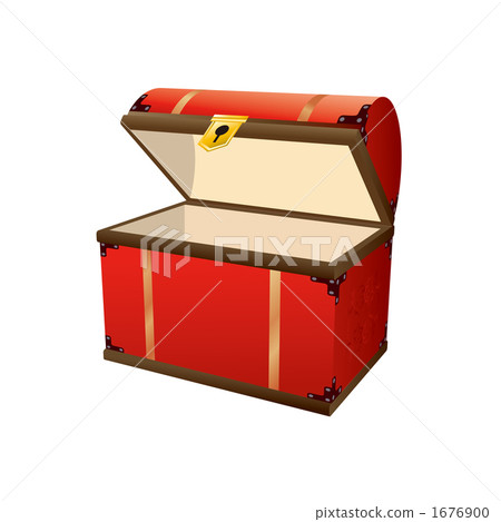 開放紅色木珍寶箱子的例證 1676900